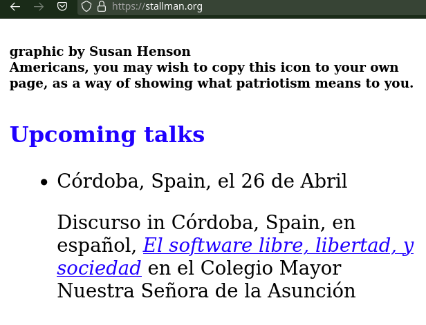 El software libre, libertad, y sociedad; El discurso es en español.