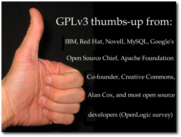 The GNU GPLv3 gains acceptance