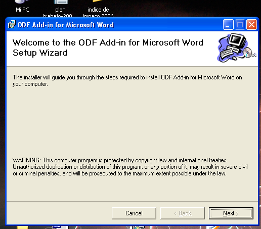 Microsoft's ODF installer