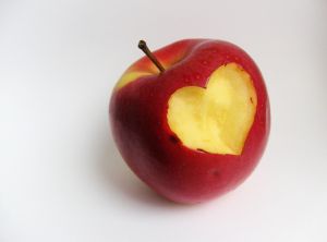 Apple with heart carved