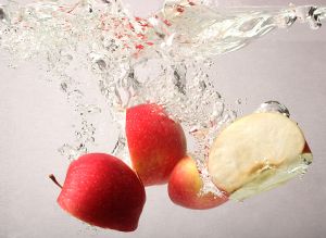 Apples in water