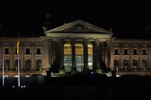 German parliament building at night