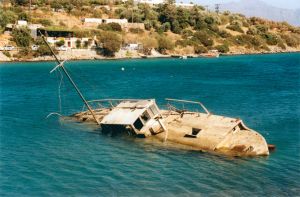 Sunken ship in Souda, Crete
