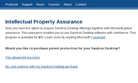 Xandros patent protection sale
