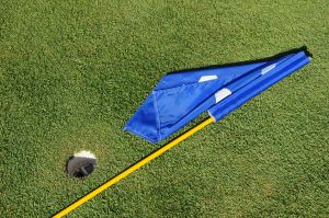 Golf hole and flag pole