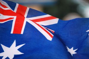 Australian flag on Anzac Day