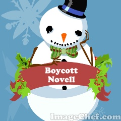 Snowman with Novell sign