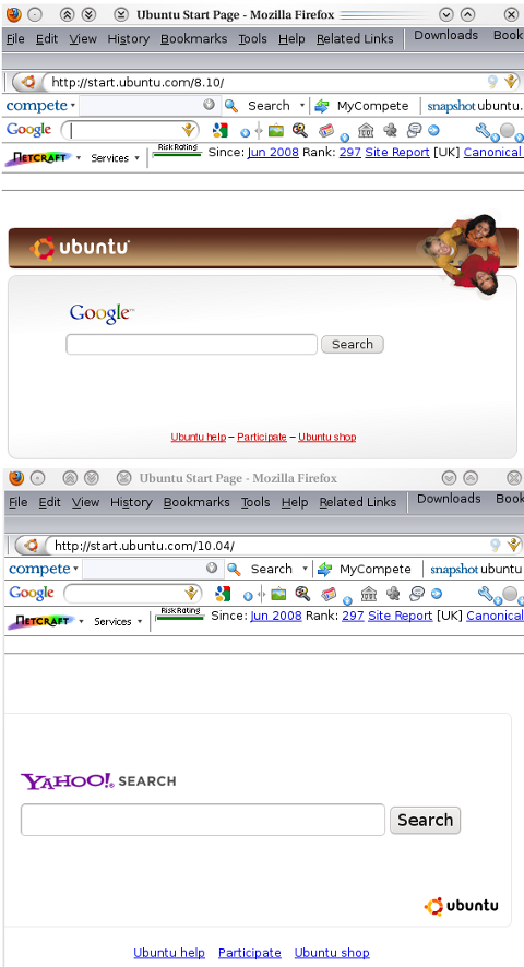 Ubuntu start page